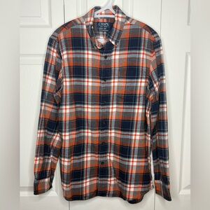 Chaps Men's Flannel Button Down Casual Plaid Shirt - Navy,‎ Red, and White, M